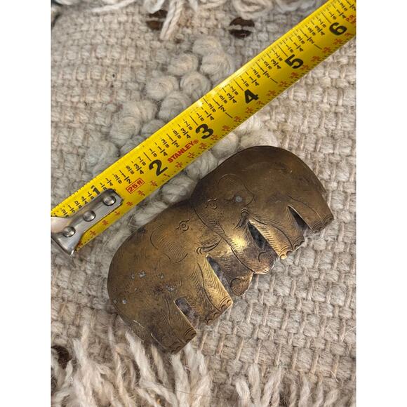 Vintage Large 1970s Brass French Elephant Pair Metal Hair Clip 4" Barrette - Picture 4 of 4